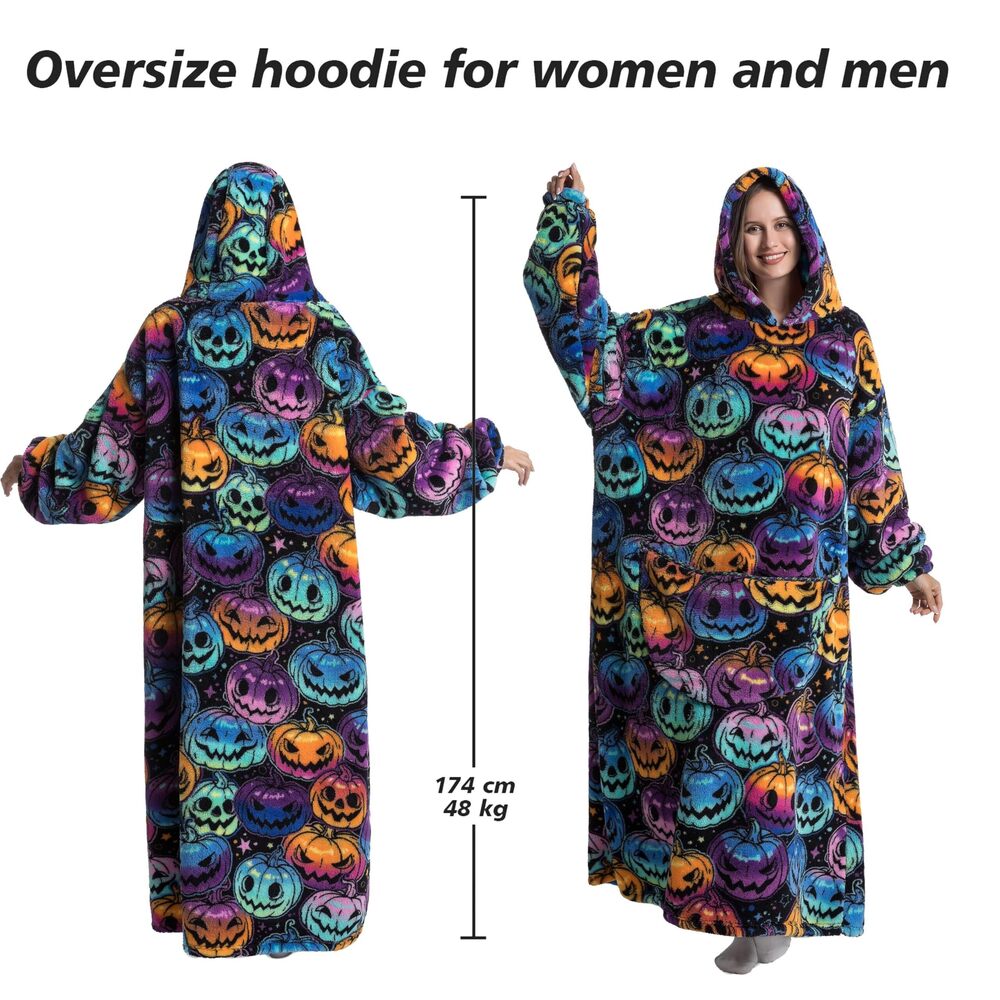 7333 Extra Long Blanket Hoodie Oversized Hoodie Blanket Long Wearable - Picture 4 of 6